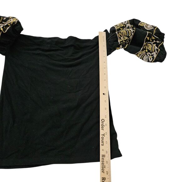 Free People Rock With It Top XS Black‎ Embroidered Off the Shoulder Boho Blouse - Picture 10 of 10